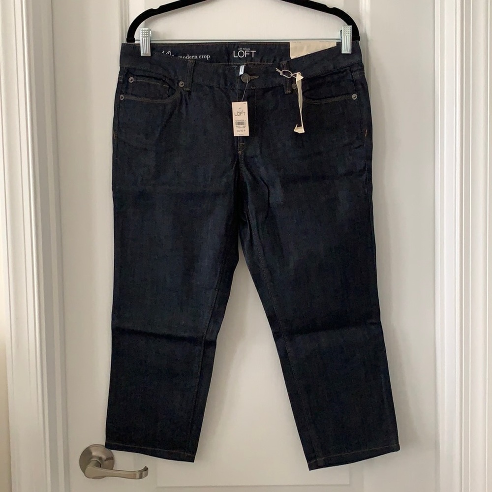 NWT LOFT Modern Crop Dark Wash Jeans Size 10P